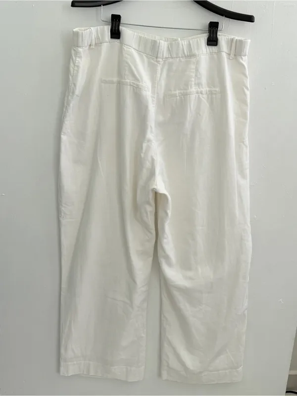 NEW Abercrombie & Fitch White Wide-Leg LINEN pants XLARGE - Image 4
