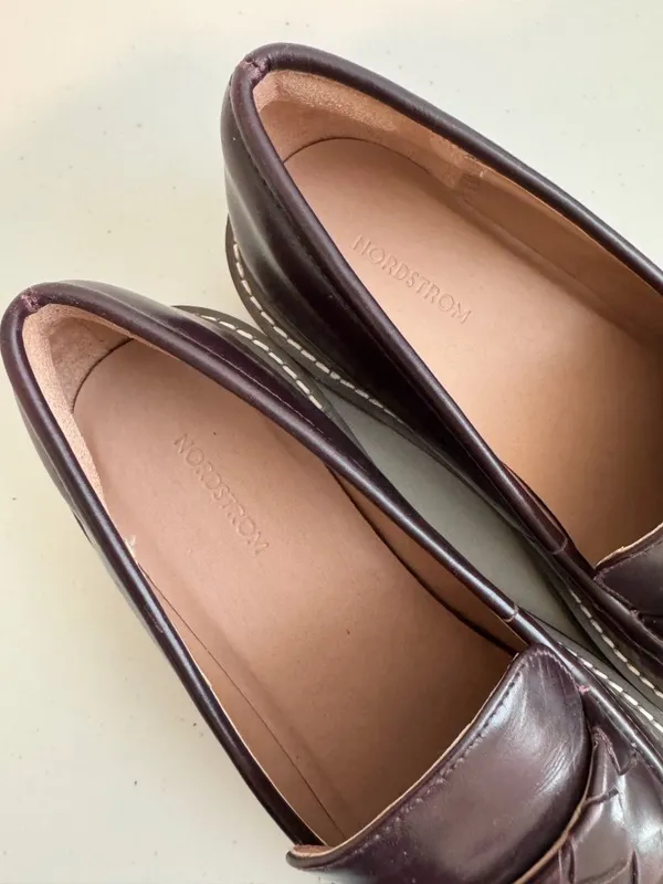 Nordstrom Notorie Leather Loafers Size 8 Burgundy Chunky Platform Shoes Academia - Image 5