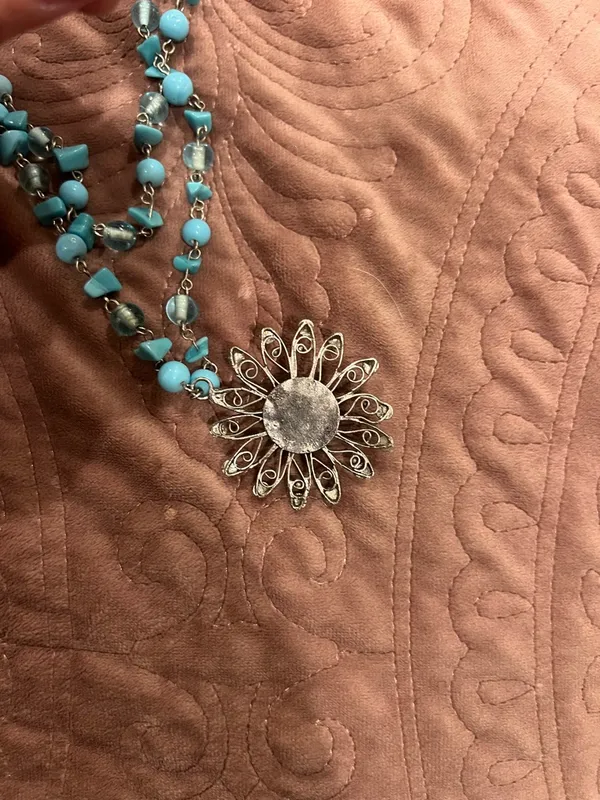 Handmade Turquoise Bead Multi-Strand Sunburst Pendant Necklace - Women Jewelry - Image 3