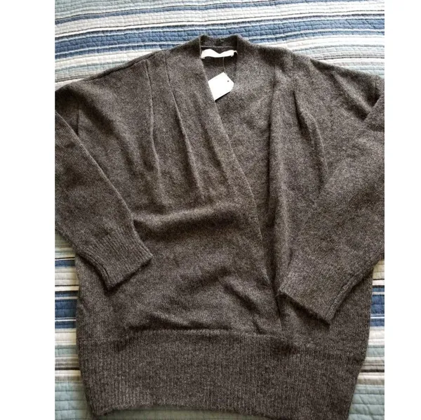 ASTR The Label Long Sleeve Faux Wrap Wool Blend Sweater Top Gray Size S - Image 5