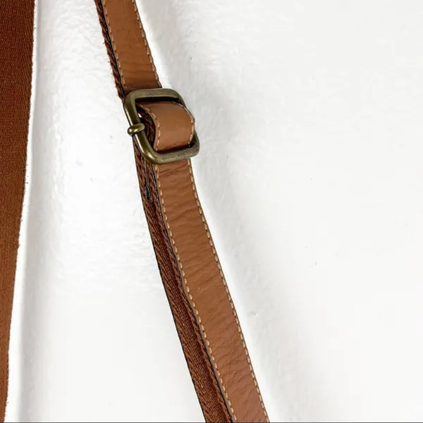 FOSSIL Brown Leather Stitched Adjustable Strap  Paisley Lined Shoulder Bag Boho - Image 8