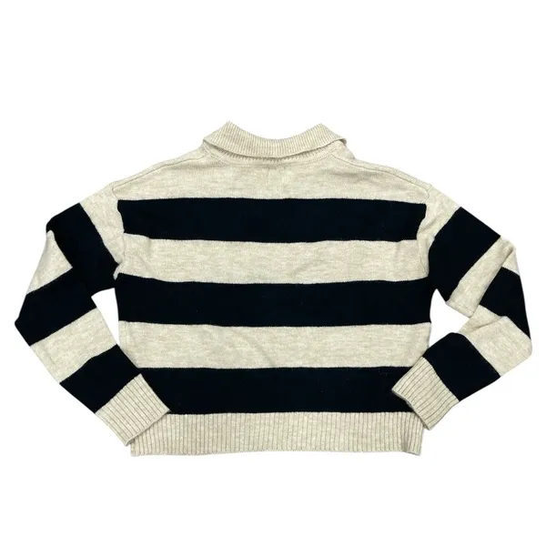 Princess Polly Striped Beige and Black Cropped Sweater - Image 2