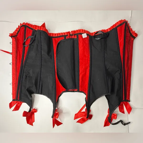Source Unknown Corset Women's Size Small Red Black‎ Lace Ribbon Bedroom Feminine Body Shaper - Image 9