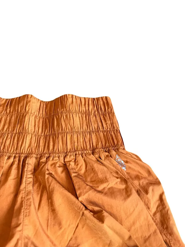 Free People Movement Rust Orange Smocked Dolphin Hem Shorts Boho X-Small Women's - Image 4