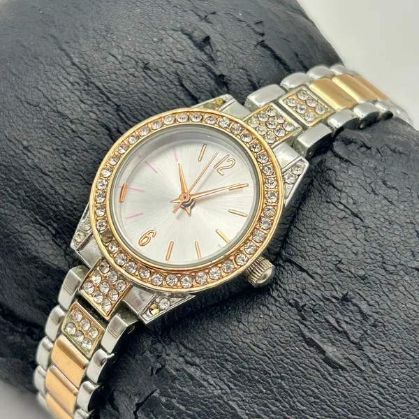 Women’s Two-tone Silver and Rose-gold Crystal Accented Analog Watch Working - Image 2