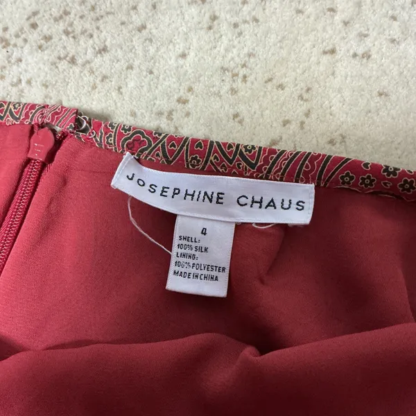 Josephine Chaus Bohemian Red‎ Paisley 100% Silk Maxi Skirt Sz 4 Vintage Style - Image 6