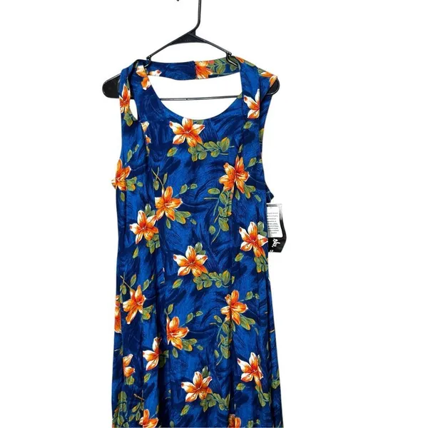 Vintage Jamie‎ Brooke 90s Blue Flower Print Maxi Dress Size 13 - Image 2