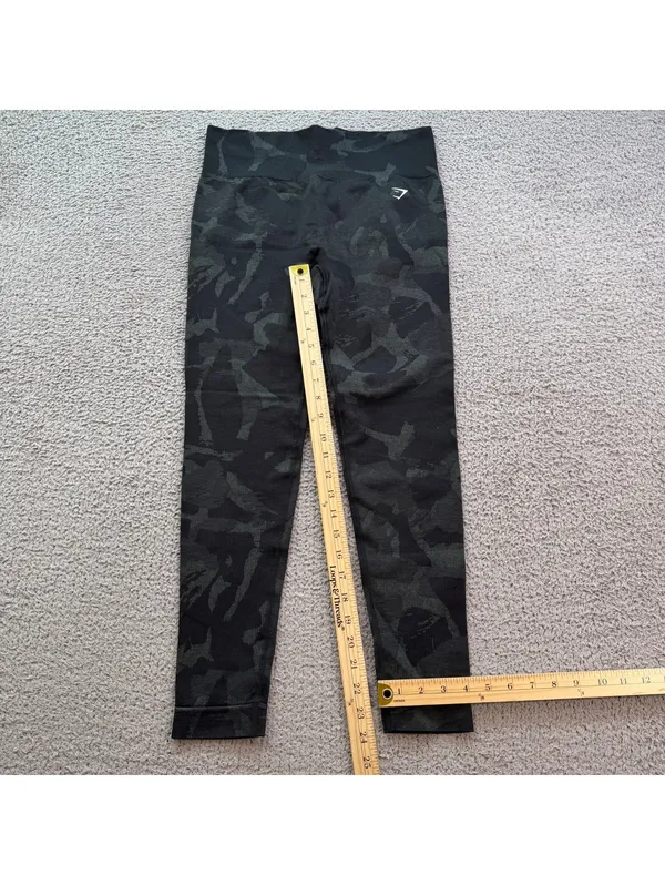 Gymshark Camo Seamless Leggings Black High Waisted Workout Womens L Bodybuilding - Image 4