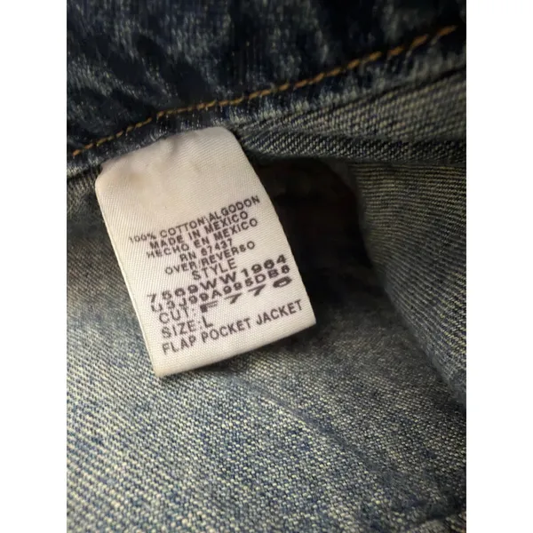 Polo Jeans Co Ralph Lauren Denim Jacket Womens L Blue Vintage y2k Trucker Flap - Image 3
