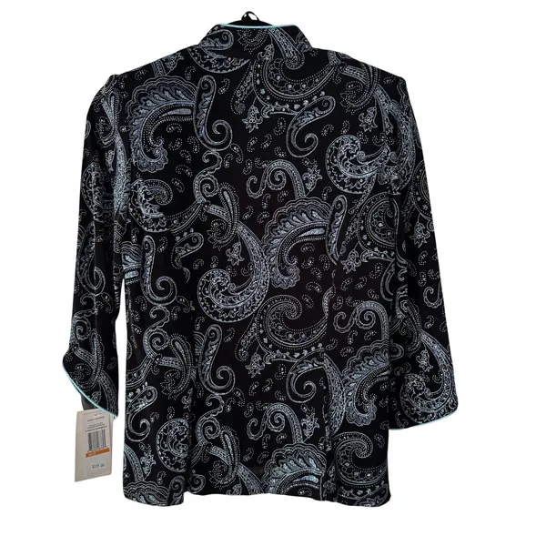 Alex Evenings Womens 2 Piece Twin‎ Set Jacket Tank Paisley Blue Black Small NWT - Image 3