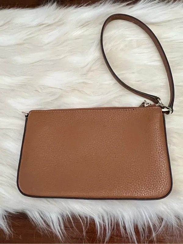 Kate Spade Leila Convertible Wristlet Pebbled Leather Gingerbread Brown Gold HW - Image 6