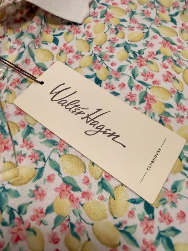 Walter Hagen Lady Hagen Lemon Floral Golf Polo Shirt UPF 50 NWT Large Preppy - Image 6