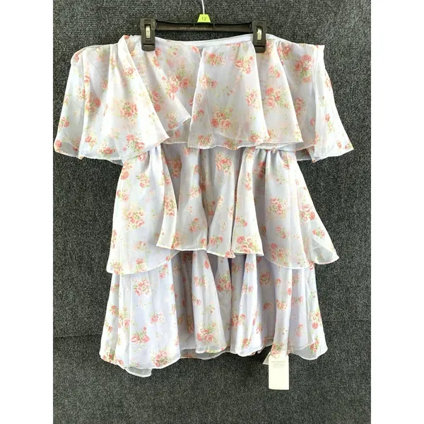 Abercrombie & Fitch Floral Tiered Mini Dress Strapless Pastel Summer XL Tall New - Image 2