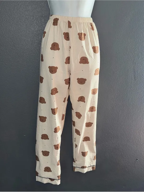 Women’s Pajama Brown Bear Cute Pants size Medium - Image 2