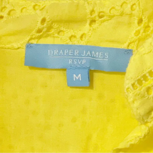 Draper James RSVP Medium Lemon Yellow‎ Embroidered Eyelet Ballon Sleeve Blouse - Image 4