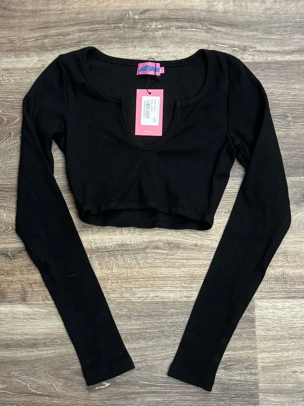 NEW Edikted Black Cropped Long Sleeve Top Women’s XS - Image 2