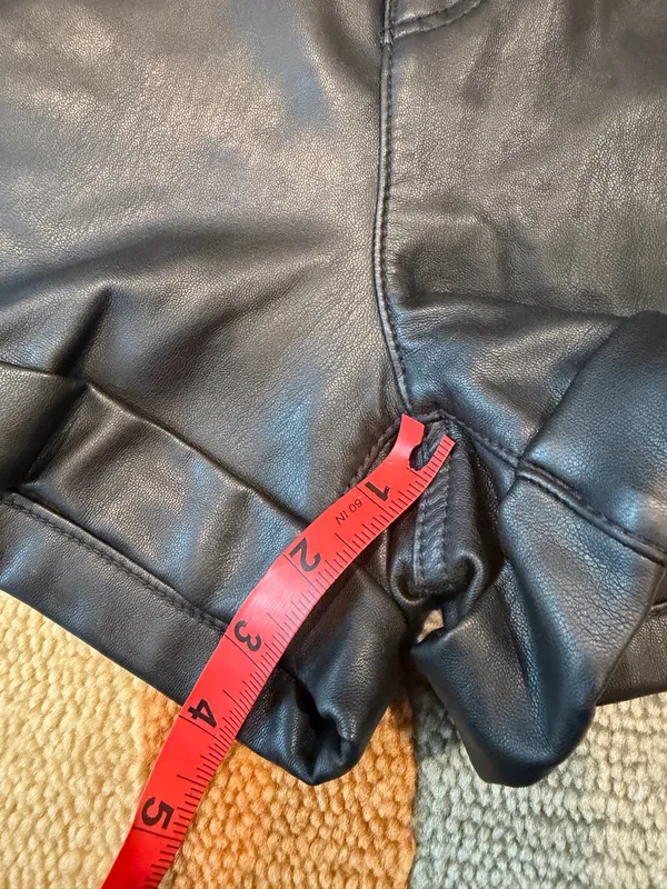 American Eagle Outfitters Black Faux Leather High Rise Cuffed Mini Shorts Size 0 - Image 2