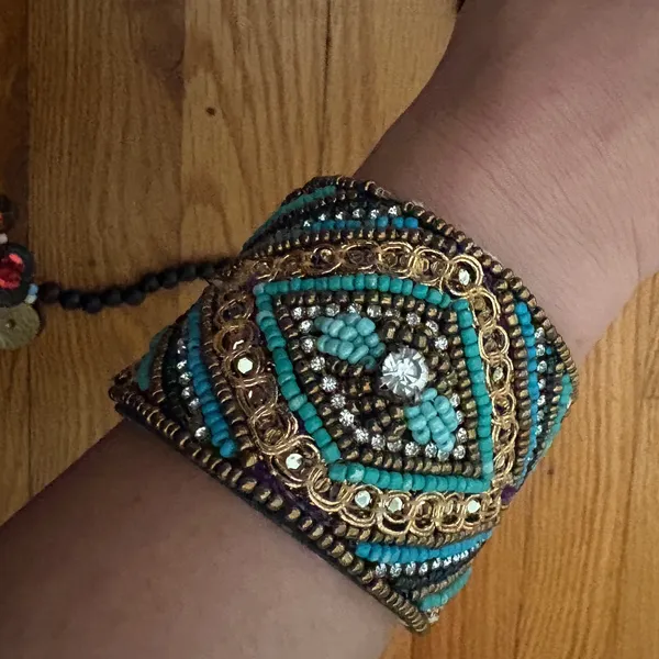 Boho Jewelry Bundle Multi Strand Necklace Beaded Cuff Leather‎ Wrap Earrings Lot - Image 7