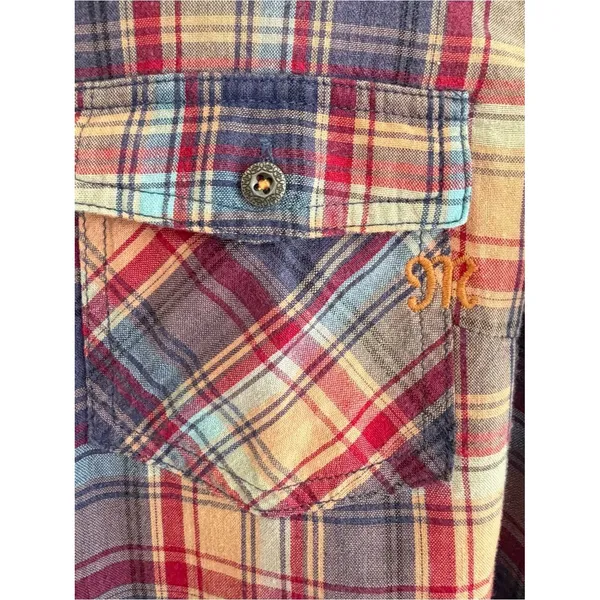 Miss Me Womens Plaid Boho Western Embroidered Button Up Top Size S Cowgirl Indie - Image 10