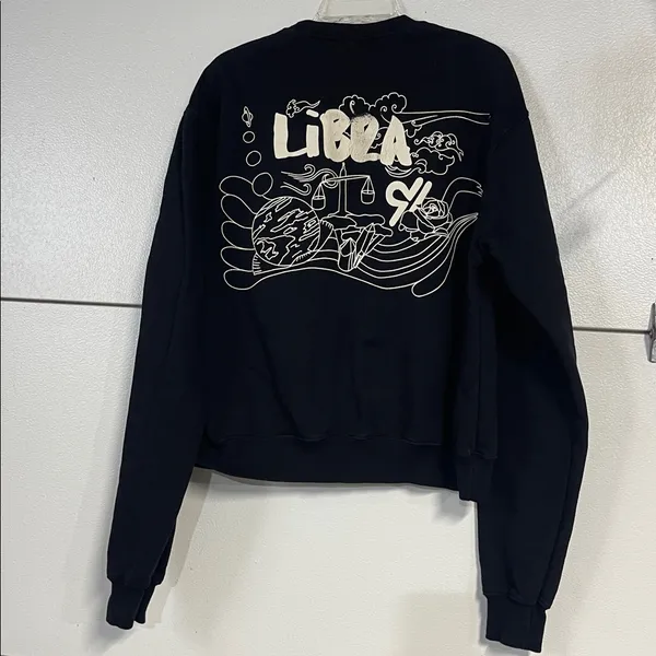 Good American Womens Libra Horoscope Crewneck Sweatshirt Black Small - Image 4
