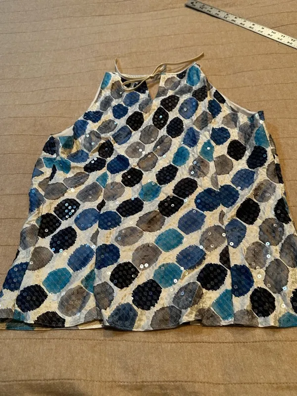 Ann Taylor Blue, Navy and Gray Sequin Halter Camisole - Image 4