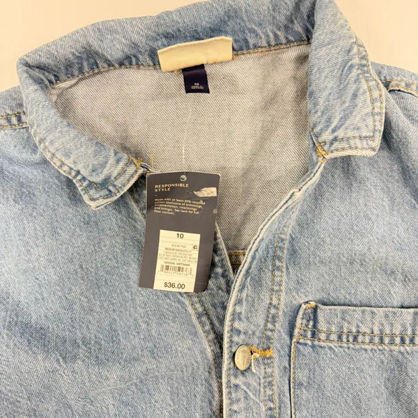 Universal Thread Denim Romper Medium Wash Button Front Long Sleeve Blue Size 10 - Image 2
