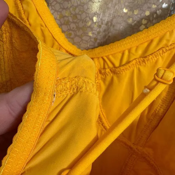 Free People Light Me Up Golden Yellow Floral Lace Slip Bodycon Dress Large - Image 9