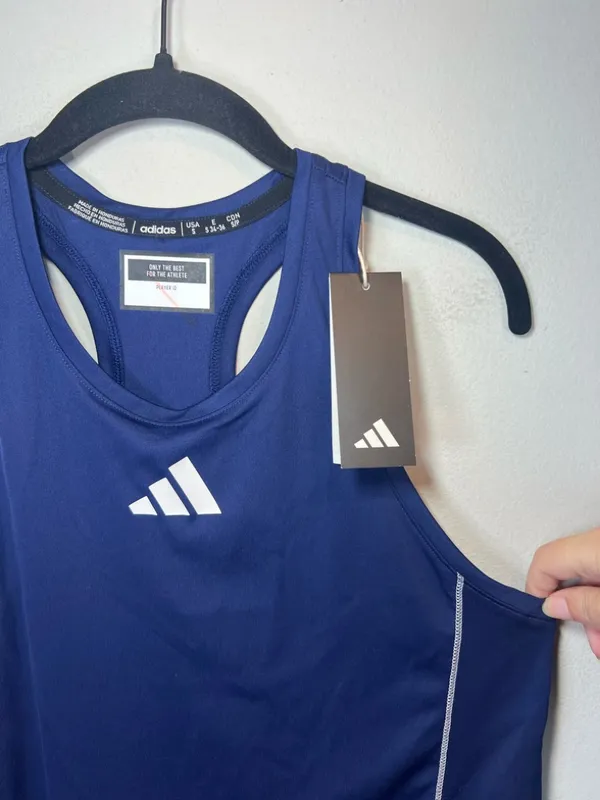 Adidas Utility Singlet Tank Top Shirt Navy Blue Lightweight Running NEW Sz Small - Image 5