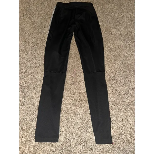 Adidas Womens Black White Logo Tape Ankle Zip Tapered Track Pants XS - Image 6