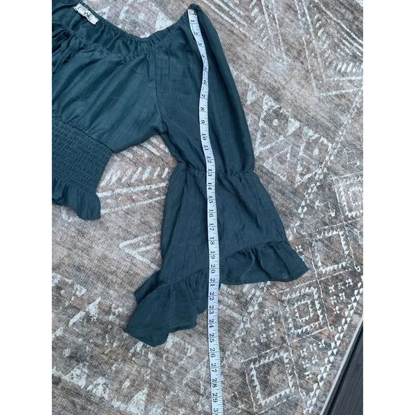 Cottagecore Forest Fairy Peasant Milkmaid Blouse Boho Ren Faire Boho Green L - Image 14