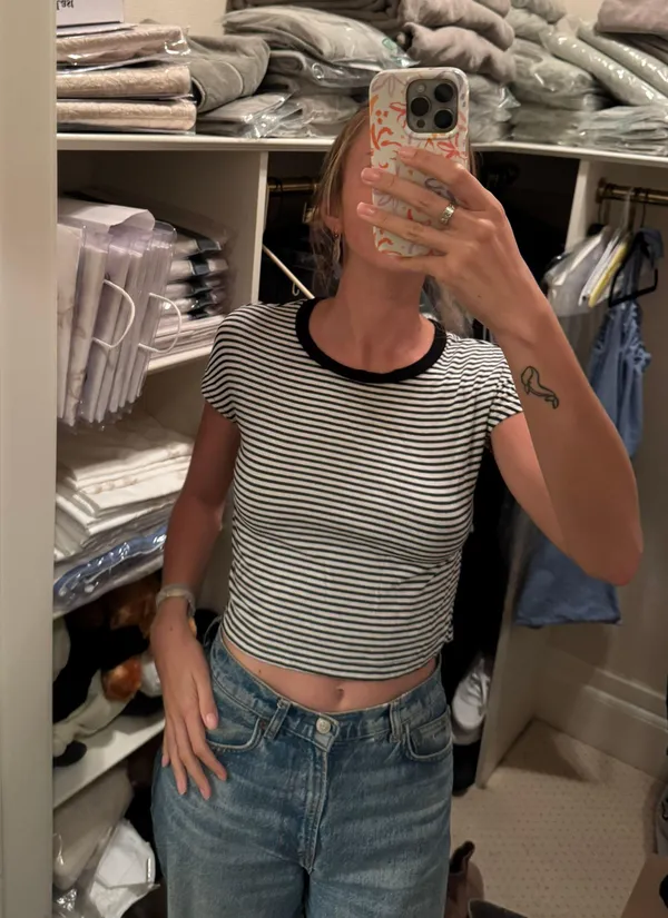 ZARA Black And White Striped T-shirt - Image 2