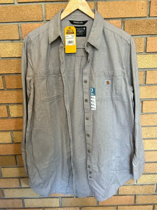 NWT Carhartt Womens Rugged Flex Relaxed Fit Midweight Flannel Tunic‎ Gray Size M - Image 3