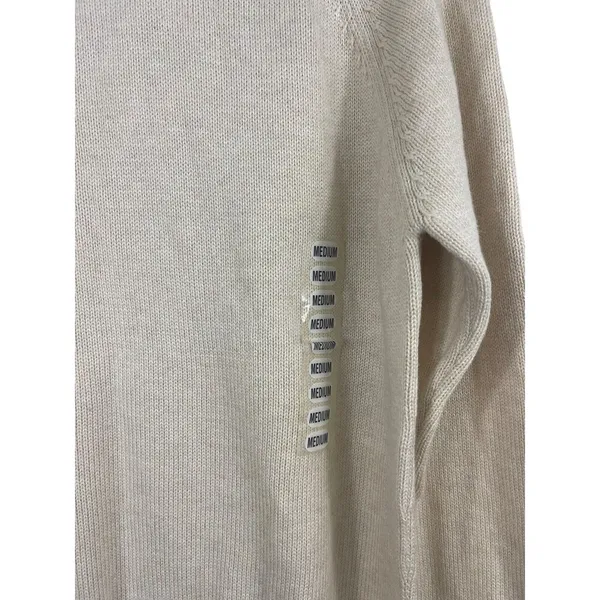Jeanne Pierre Cream Light Beige Mock Neck Pullover Knit Sweater M NWT - Image 4