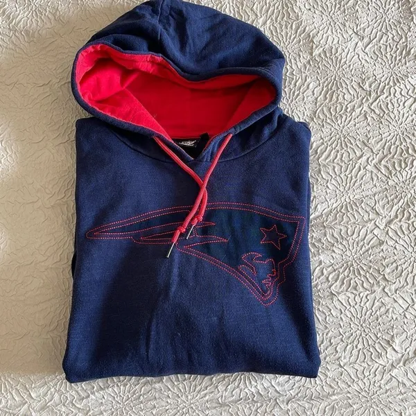 NFL Women’s Patriots Hoodie Sweatshirt Football Team Logo Embroidered Blue Red X - Image 3