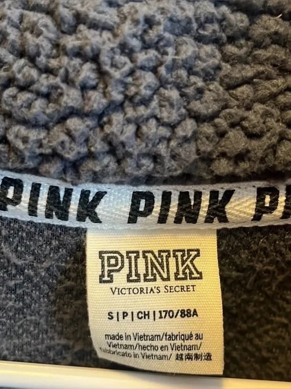 PINK Victoria’s Secret Gray Sherpa 1/4 Zip Pullover Sweatshirt Cozy Warm Size S - Image 5