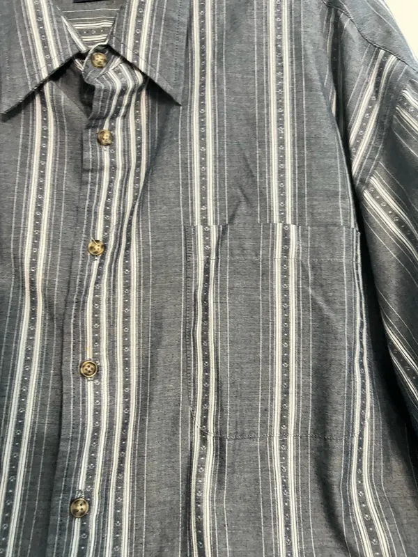 Puriton Men's Gray Striped Button Down Shirt - Image 2