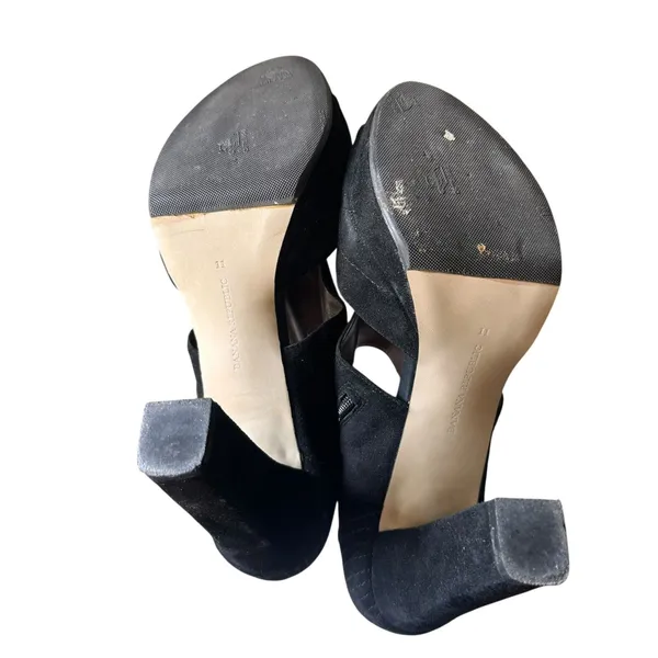 BANANA REPUBLIC Lady Suede Heeled‎ Sandal Black Sz 11 - Image 6