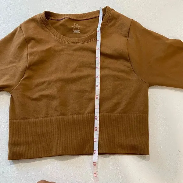 OFFLINE by Aerie Crop Top Size S Brown Long Sleeve Seamless Workout Top - Image 6