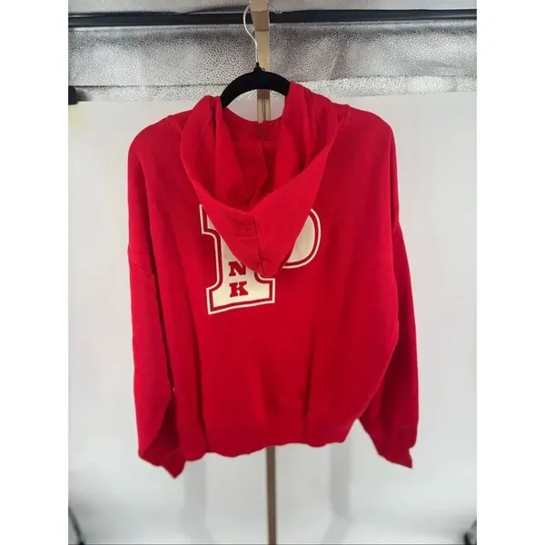Victoria’s Secret Pink Full Zip Campus Hoodie Drawstring Logo NWT Red M - Image 7