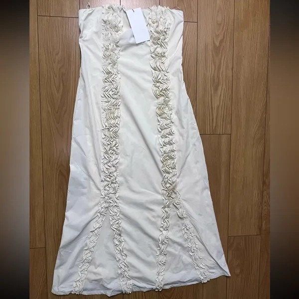 Zara MIDI DRESS WITH EMBOSSED RUFFLES NWT M - Image 6