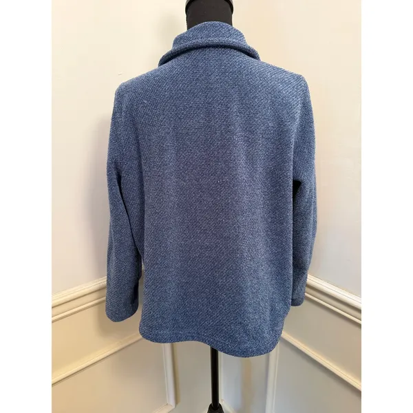 L.L. Bean Marled Blue Traveler Cardigan Button Front Sweater Jacket Pockets - Image 5
