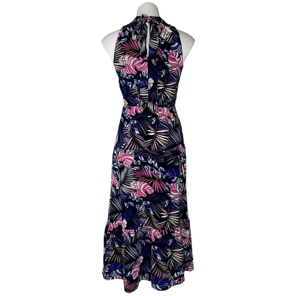 SAM EDELMAN Halter Neck Tiered Maxi Dress in Purple Multi Sleeveless‎ Size 0 - Image 4