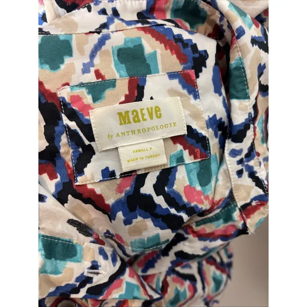 Anthropologie Maeve The Bettina Tiered Midi Maxi Shirt Dress Ikat Boho XS - Image 9