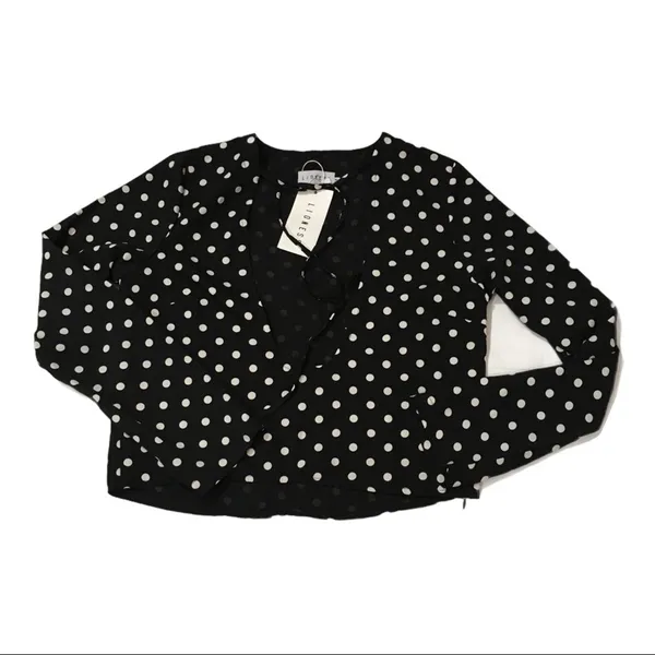 NWT REVOLVE X LIONESS Take the Plunge Polka Dot Top - Black - Medium - Image 2