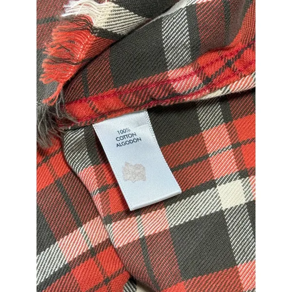 EUC Womens BKE Buckle Shirt Plaid Raw Edge Hem Boho Long Sleeve Button Up size M - Image 7