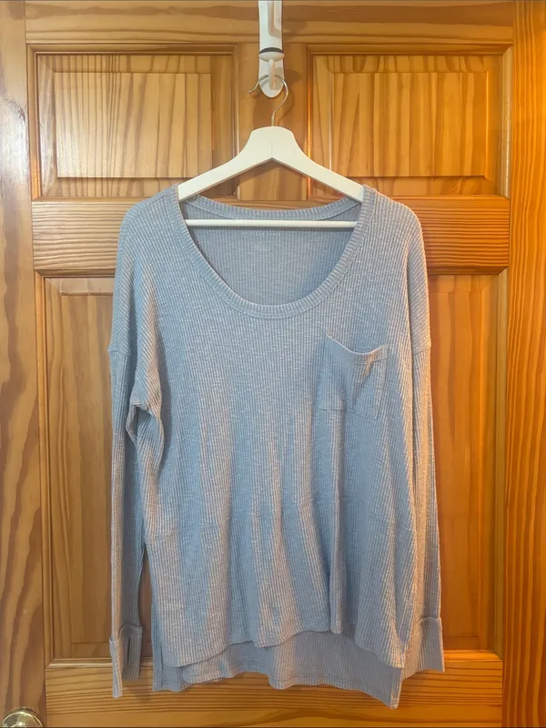 American Eagle Size Small Blue Pocket Long-Sleeve Shirt - Image 3