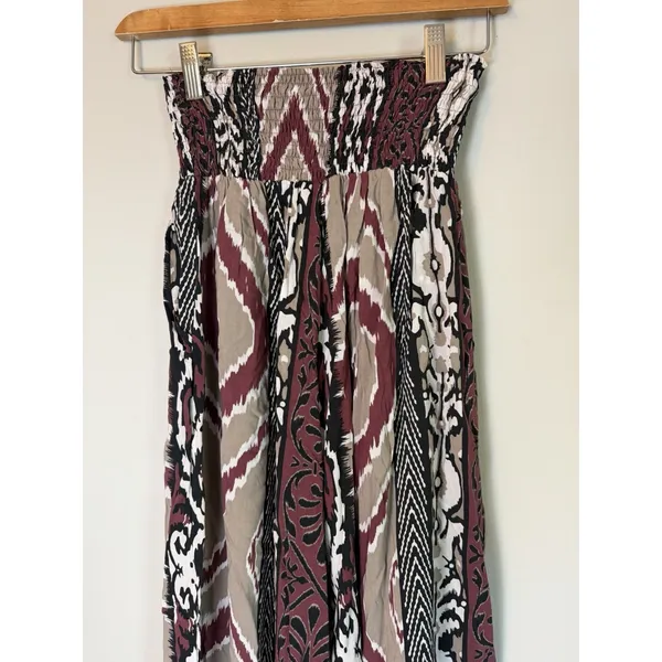 Bali Queen Aztec Smocked Waist Wide Leg Printed Pants One Size NEW - Image 5