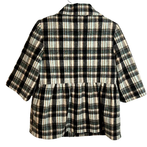 Artifacts Plaid Short Peacoat Womens Size Small Teal Brown Cream Black Y2K - Image 4