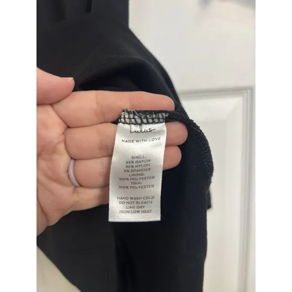 Lulus Persuasion Black Ruffled Bodycon Midi Dress Small Square Neck LBD - Image 7