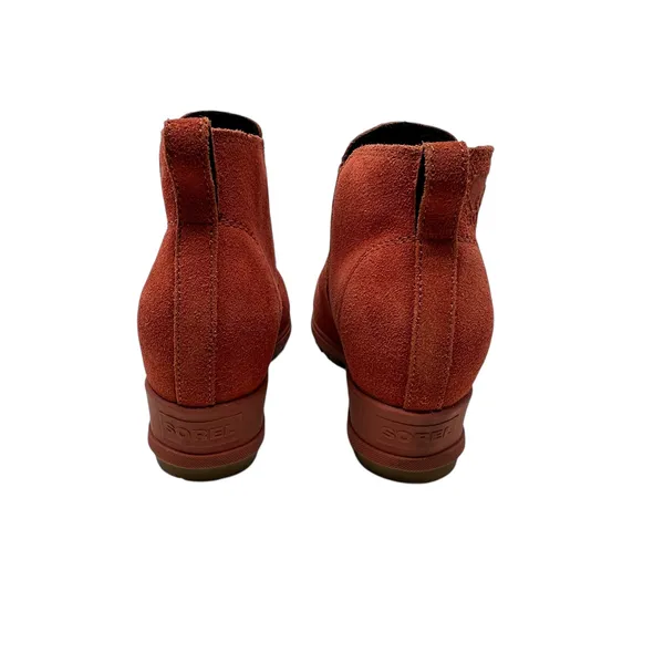 Sorel Evie Booties Boots Pull-On Wedge Heel Waterproof Suede Red‎ Size US 8 - Image 10
